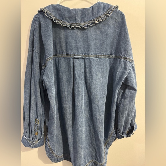 Pilcro Frill Collar Denim Buttondown Shirt - Picture 7 of 7